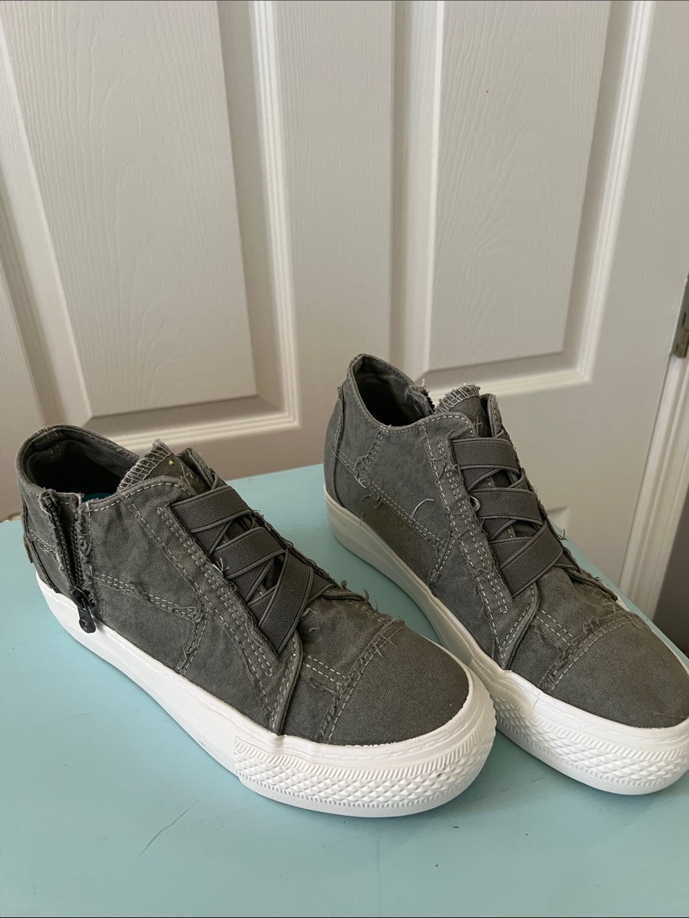 Blowfish Gray Green High-Top Sneakers with White Sole *New*